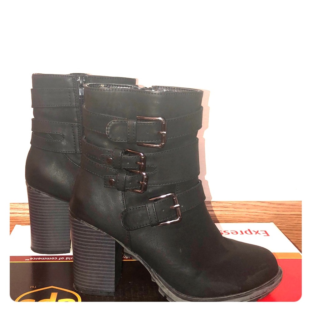 Seven dials high heel combat boots